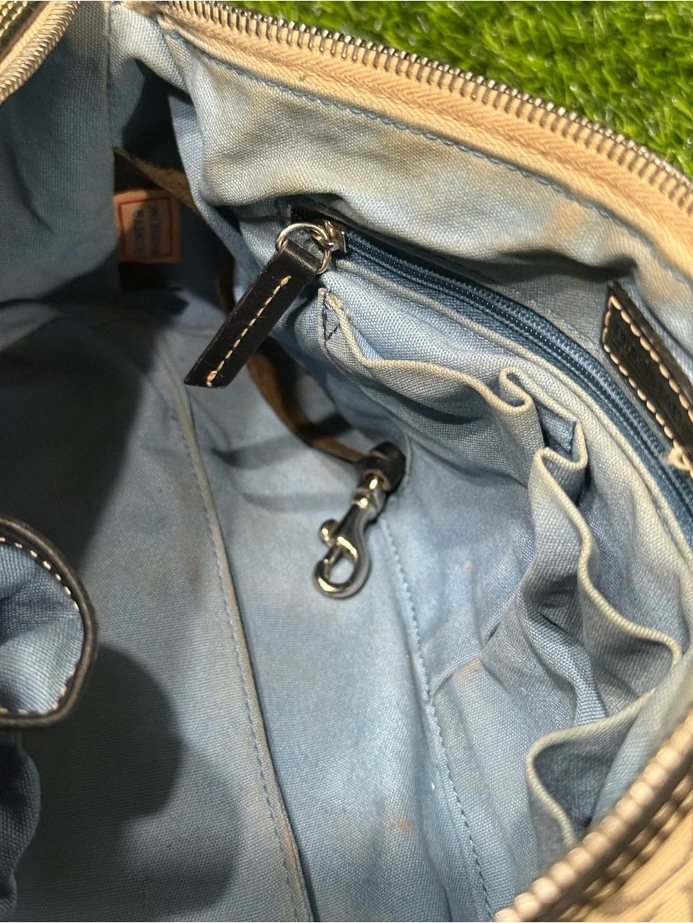 Vintage Dooney & Bourke Signature Shoulder Canvas Barrel Bag